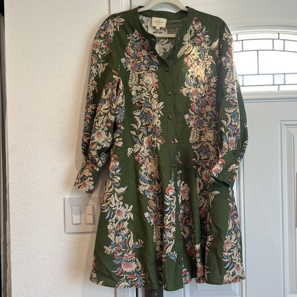 Sezane Caprice Dress Floral Border - Size 14